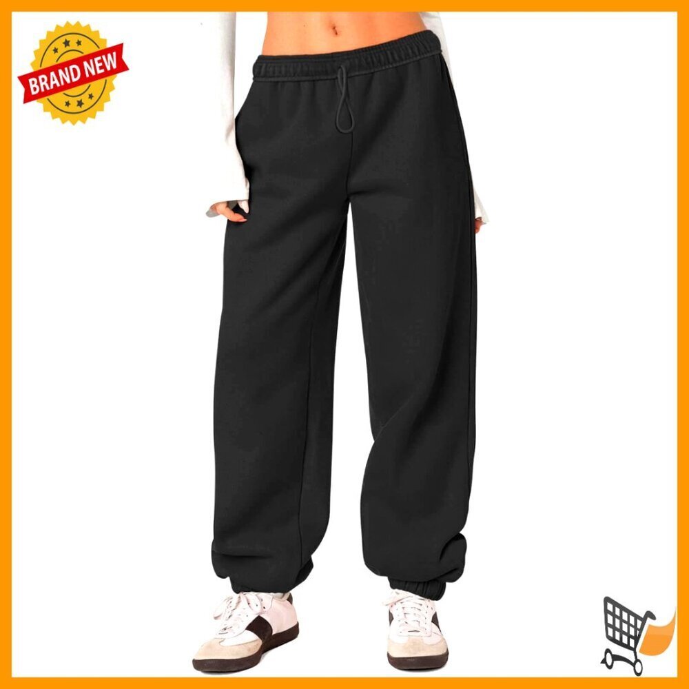 Fleece Lined Sweatpants High Waisted Baggy Joggers Winter Thermal Pants